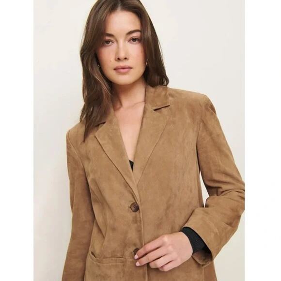 NWT REFORMATION Veda Leon Oversized Suede Blazer Pecan Medium M - Picture 3 of 10